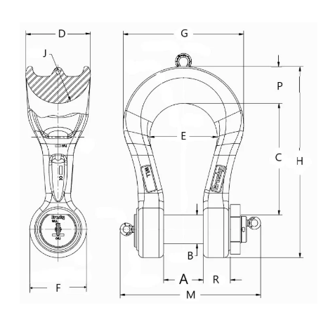 Crosby Shackle G-2160 blueprint